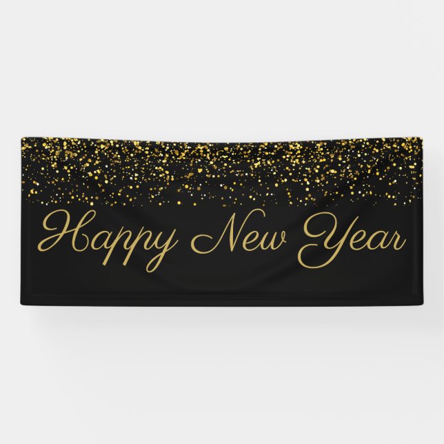 Happy New Year Gold Confetti  Banner (Horizontal)