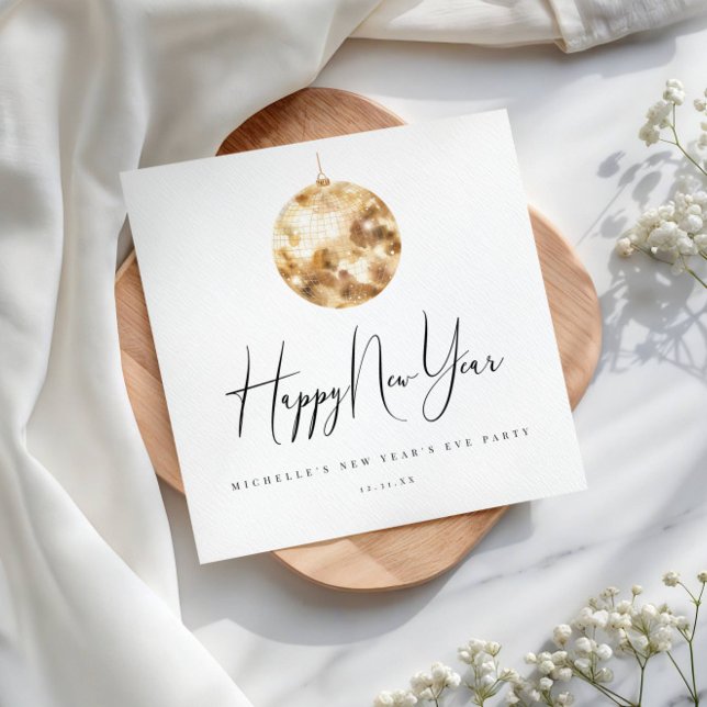 Happy New Year Gold Disco Ball  Napkin (Creator Uploaded)