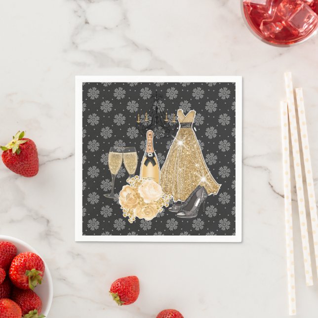 Happy New Year Gold  Napkin (Insitu)