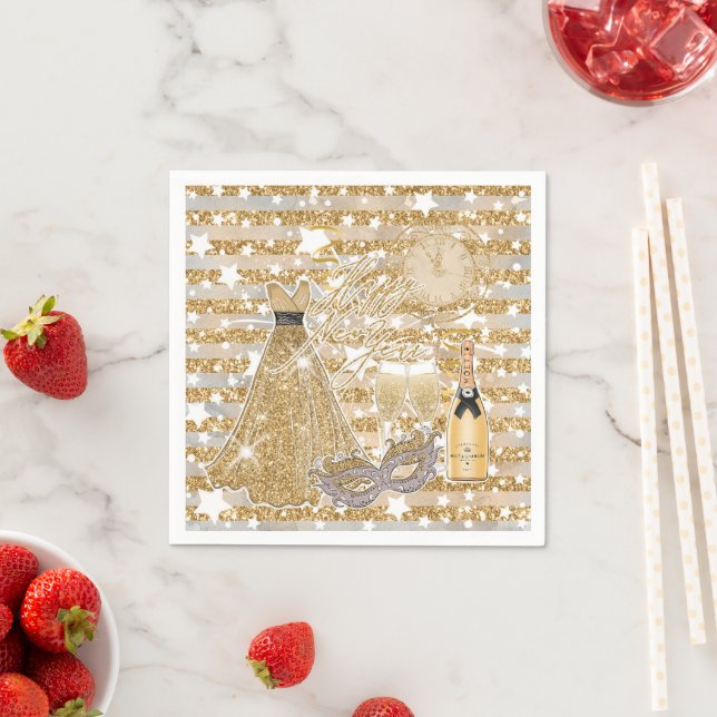 Happy New Year Gold  Napkin (Insitu)