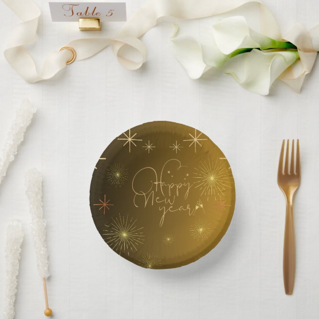 Happy New Year  -  Gold Paper Bowl Plate (Wedding)