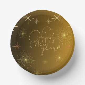 Happy New Year  -  Gold Paper Bowl Plate