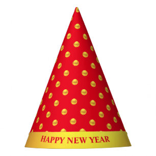 Happy New Year & Gold Polka Dots Party Hat