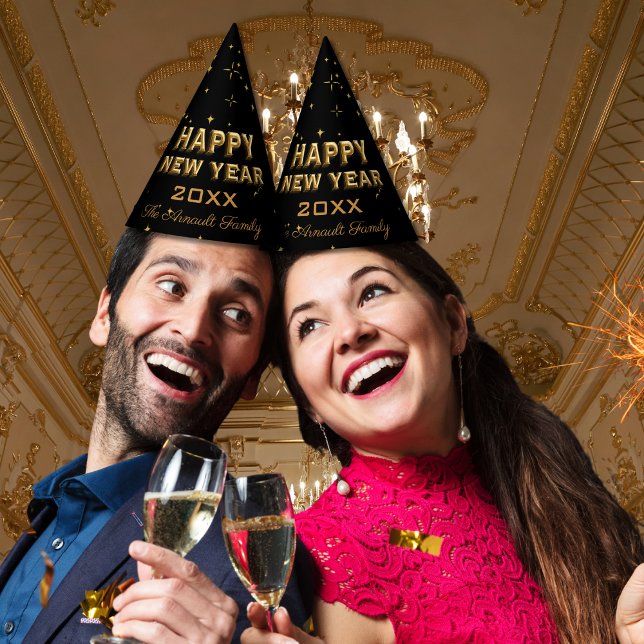 Happy New Year Gold Stars & Sparkles Party Hat (Creator Uploaded)