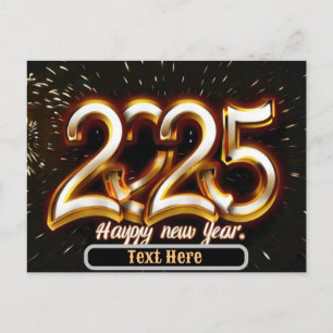 Happy new year gold typography gift card 2025