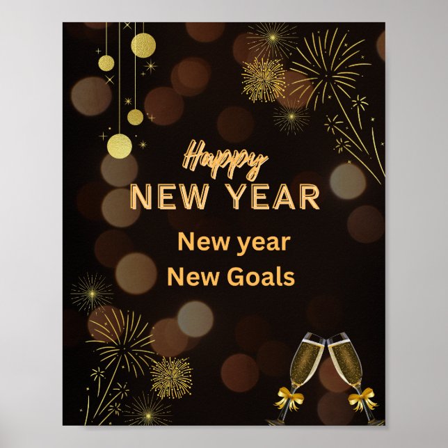 Happy New Year – Golden Brown Poster  (Front)