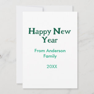Happy new year green add family name year simple invitation