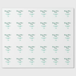 Happy new year green add family name year simple wrapping paper