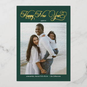 Happy New Year Green Family 4 Photo Collage