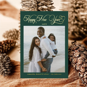 Happy New Year Green Family 4 Photo Collage
