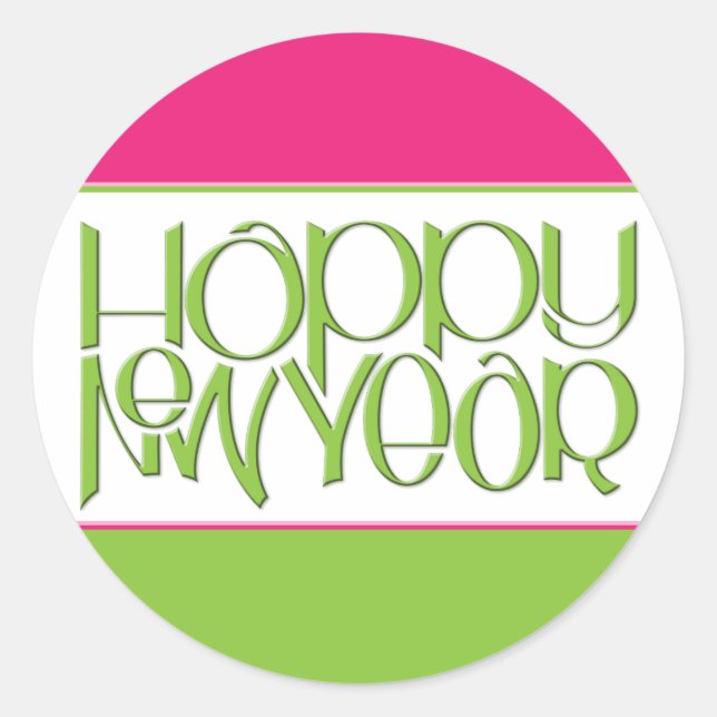 Happy New Year green Sticker (Front)