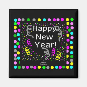 Happy New Year Greetings 2 Inch Square Magnet