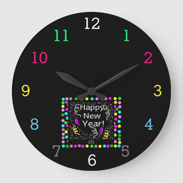 Happy New Year Greetings Acrylic Wall Clock (Front)