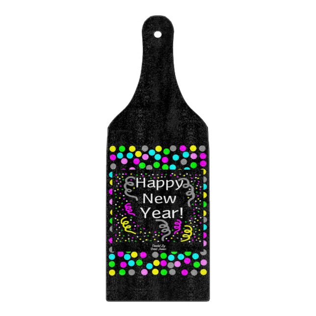 Happy New Year Greetings Glass Cutting Board (Front)