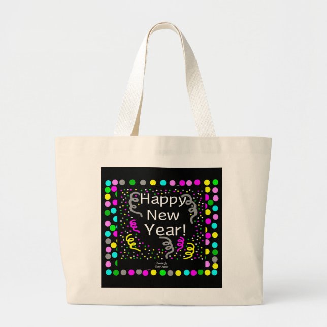 Happy New Year Greetings Jumbo Tote (Front)