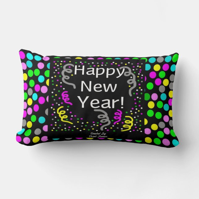 Happy New Year Greetings Lumbar Pillow (Front)