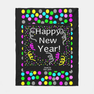 Happy New Year Greetings Medium Fleece Blanket