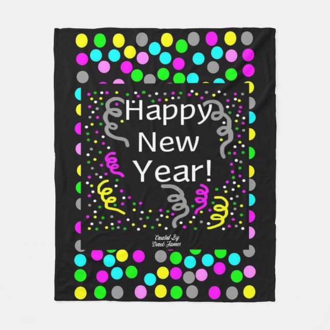 Happy New Year Greetings Medium Fleece Blanket (Front)