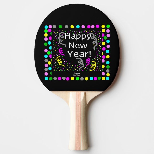 Happy New Year Greetings Ping Pong Paddle (Front)