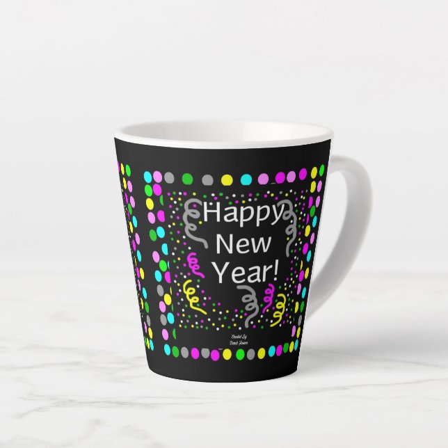 Happy New Year Greetings Small Latte Mug (Right Angle)
