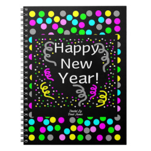 Happy New Year Greetings Spiral Photo Notebook