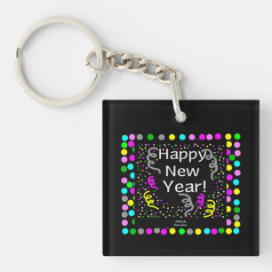 Happy New Year Greetings Square Key Chain