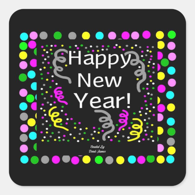 Happy New Year Greetings Square Sticker (Front)
