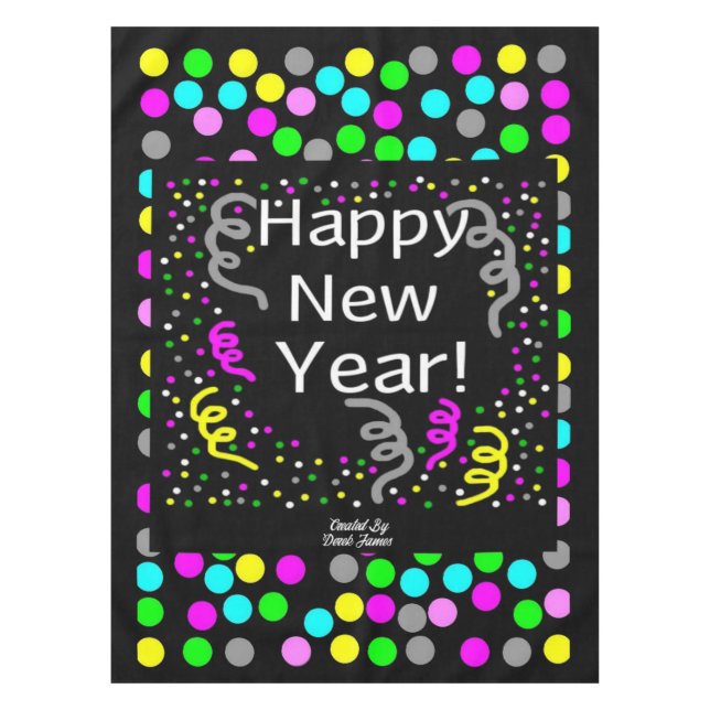 Happy New Year Greetings Tablecloth (Front)