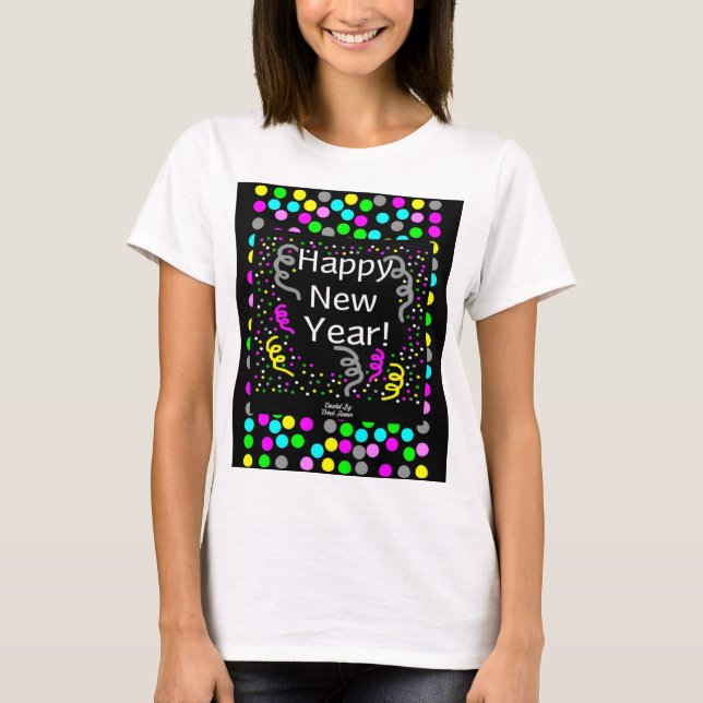 Happy New Year Greetings Women's White T Shirt (Front)