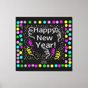 Happy New Year Greetings Wrapped Canvas