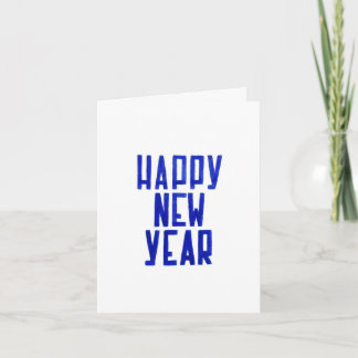 Happy New Year Hand-drawn White Blue Postcard