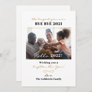 Happy New Year Hand-Lettered Family Photo Holiday Card