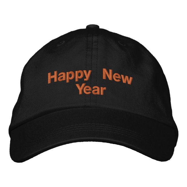 Happy New Year Handsome Elegant Black Colour-Hat Embroidered Hat (Front)