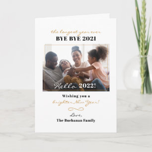 Happy New Year Handwritten Family Photo Holiday Card