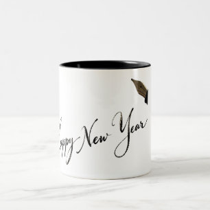Happy New Year Handwritten Ink Two-Tone Coffee Mug