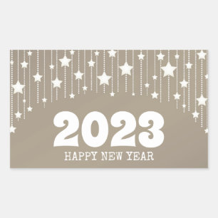 Happy New year hanging stars garland Rectangular S Rectangular Sticker