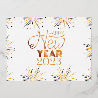 Happy new year - Happy new year 2023 Foil Holiday Postcard