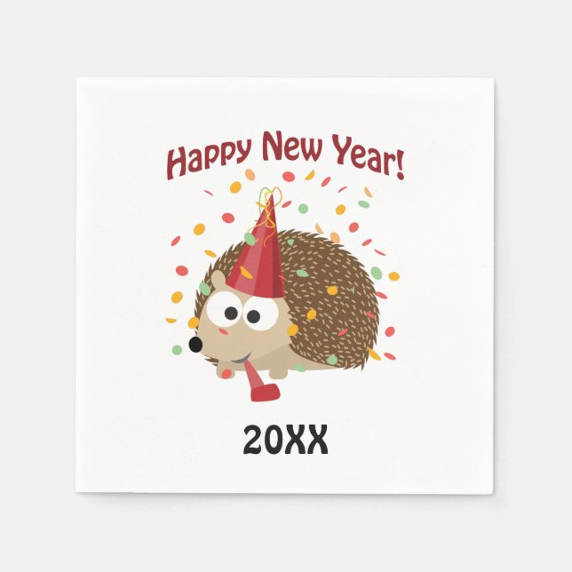 Happy New Year! Hedgehog Napkin (Front)