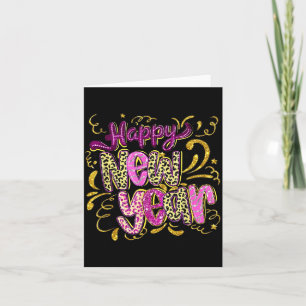 Happy New Year Hello 2026 Retro Leopard Card