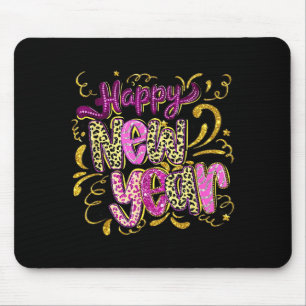 Happy New Year Hello 2026 Retro Leopard Mouse Pad
