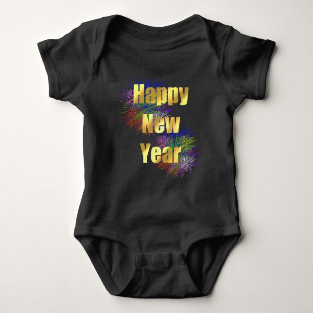 Happy New Year Holiday Baby Bodysuit (Front)