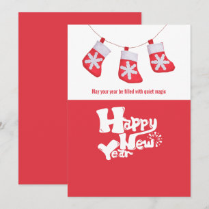 Happy new year holiday carda red white design art card