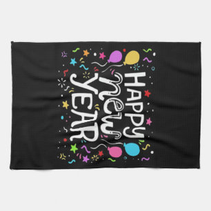 Happy New Year Holiday Fireworks Celebration Gift Tea Towel