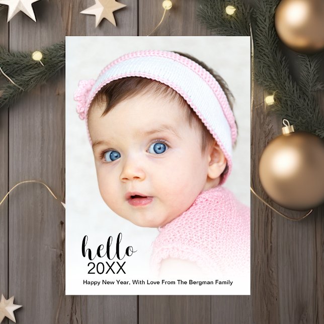 Happy New Year Holiday Photo Modern Hello 20XX Card (Creator Uploaded)