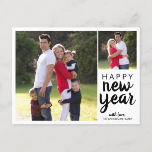 Happy New Year Holiday Photo Simple Modern Script Postcard