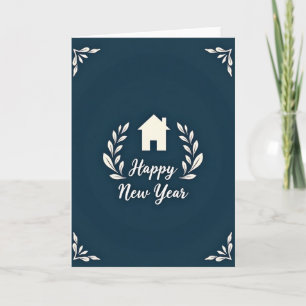 Happy New Year Home Wreath Card