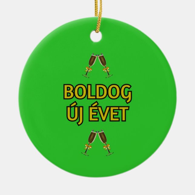 Happy New Year Hungarian Ornament (Front)