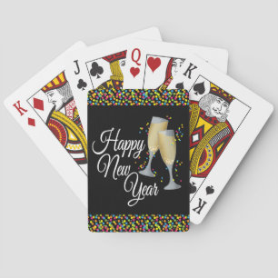 Happy New Year I Champagne Glasses Playing Cards