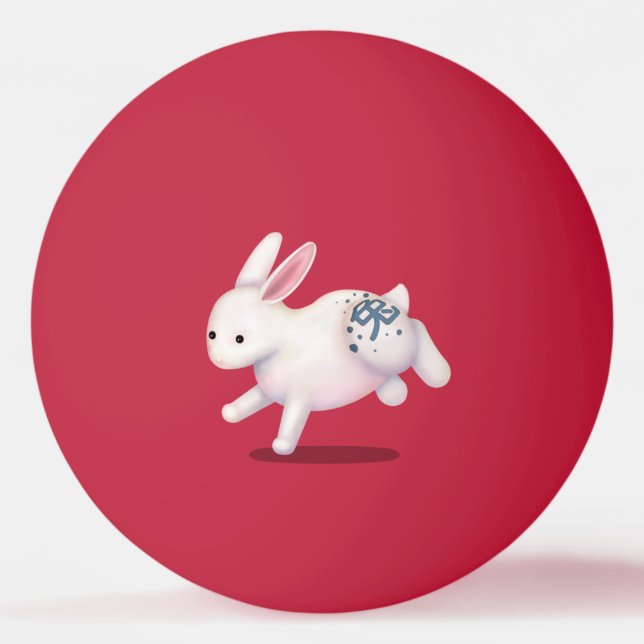 "Happy New Year" in Chinese Zodiac Rabbit Ping Pong Ball (Front)