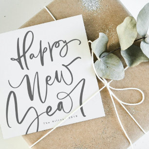 Happy New Year in Plain handwritten text Holiday Card